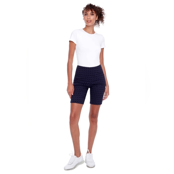 Nwt swing control womens CAMEO PETAL-SLIT JACQUARD SHORTS navy blue size 0 - Picture 1 of 11